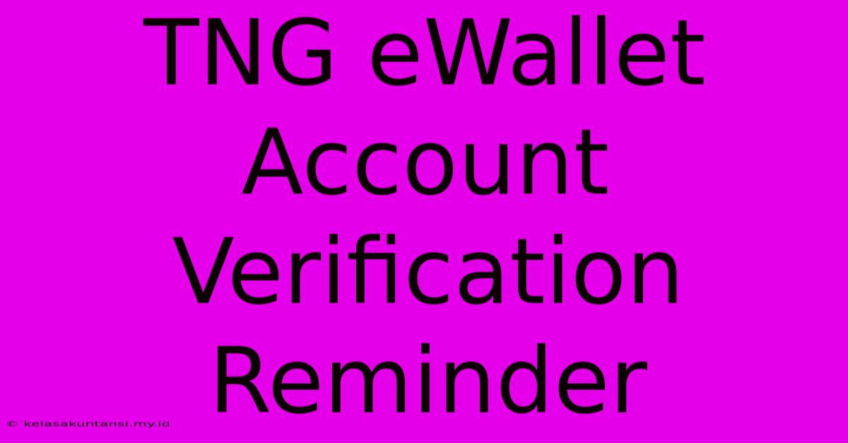 TNG EWallet Account Verification Reminder