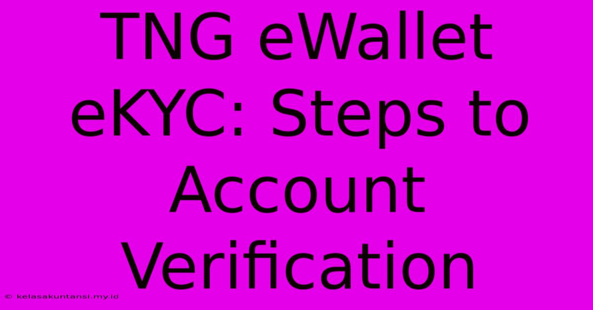 TNG EWallet EKYC: Steps To Account Verification