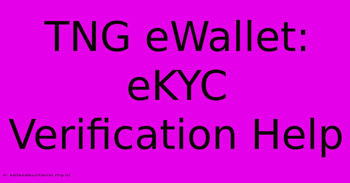 TNG EWallet:  EKYC Verification Help