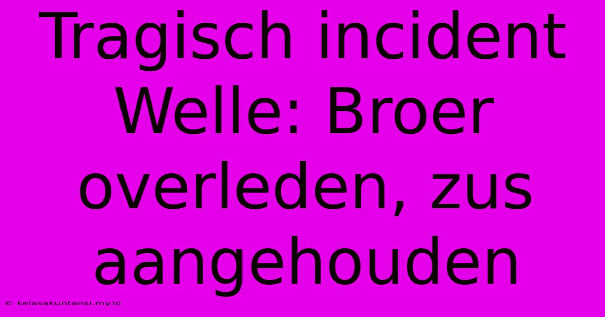 Tragisch Incident Welle: Broer Overleden, Zus Aangehouden