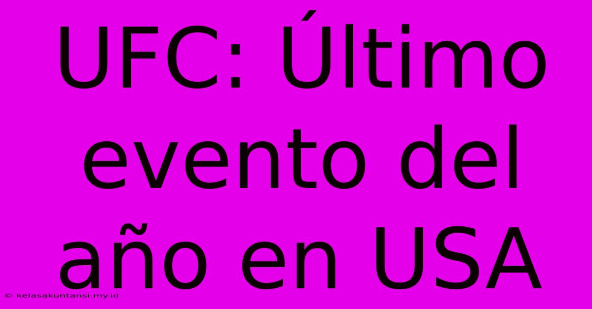 UFC: Último Evento Del Año En USA