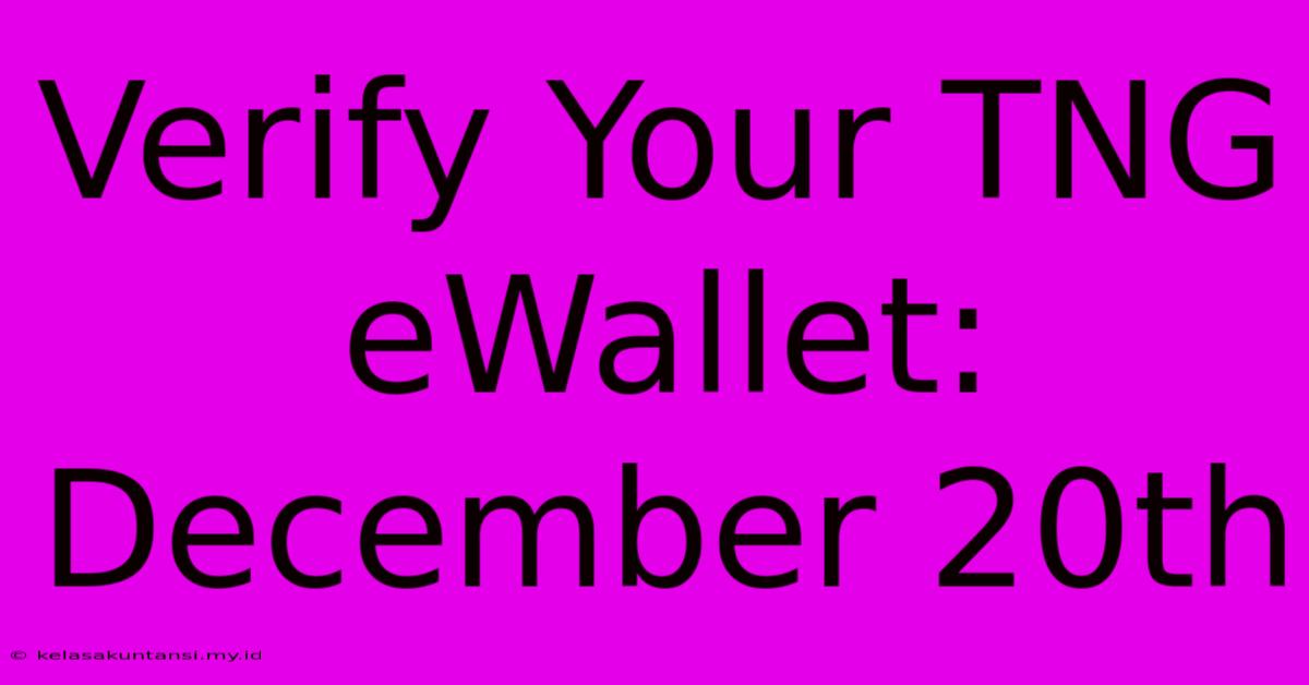 Verify Your TNG EWallet: December 20th