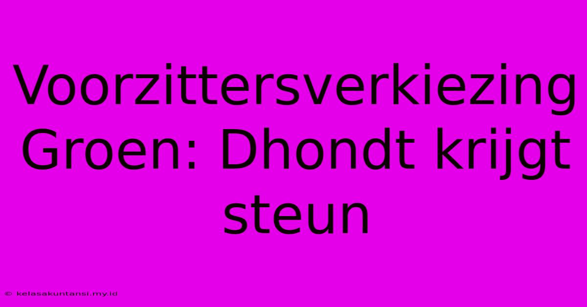 Voorzittersverkiezing Groen: Dhondt Krijgt Steun