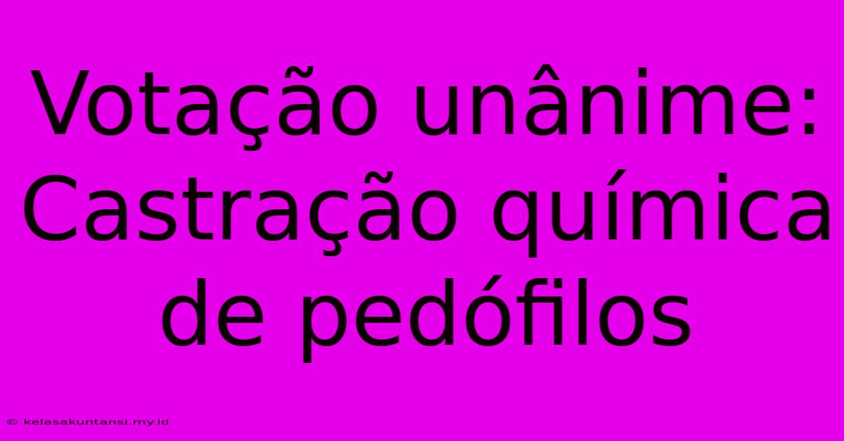 Votação Unânime: Castração Química De Pedófilos