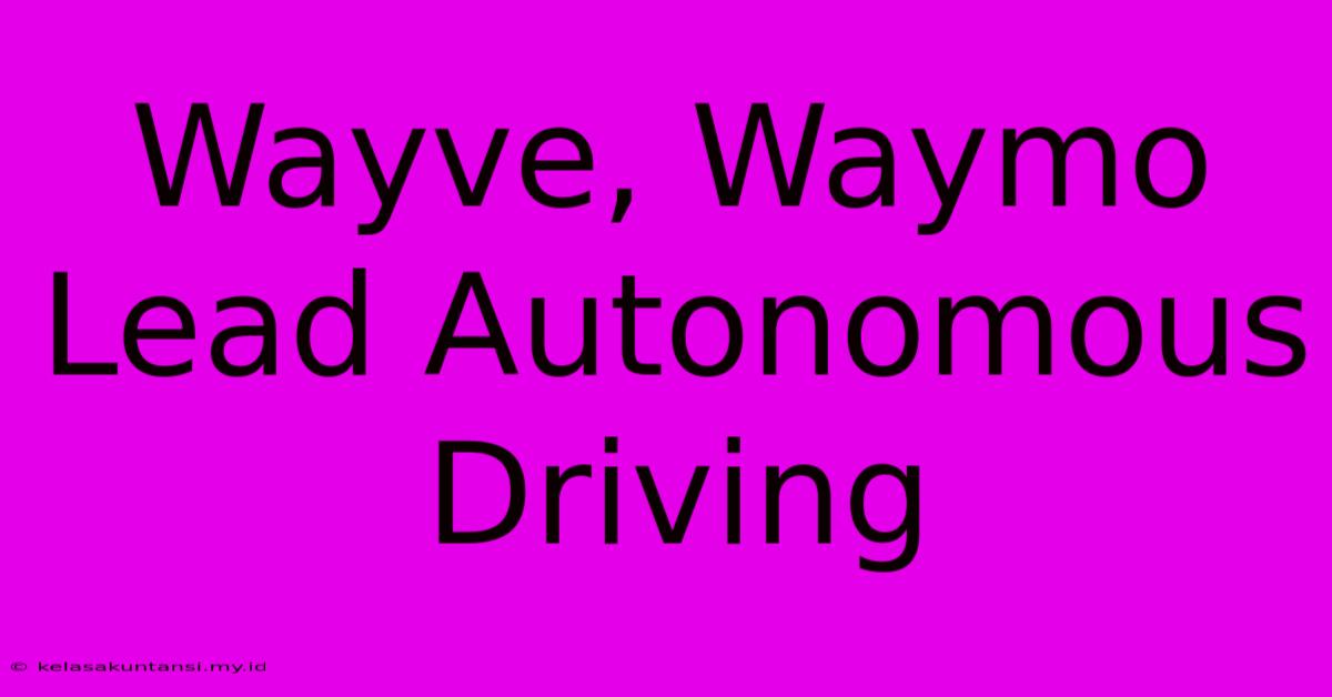 Wayve, Waymo Lead Autonomous Driving