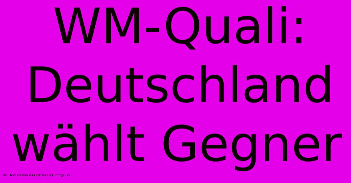 WM-Quali: Deutschland Wählt Gegner